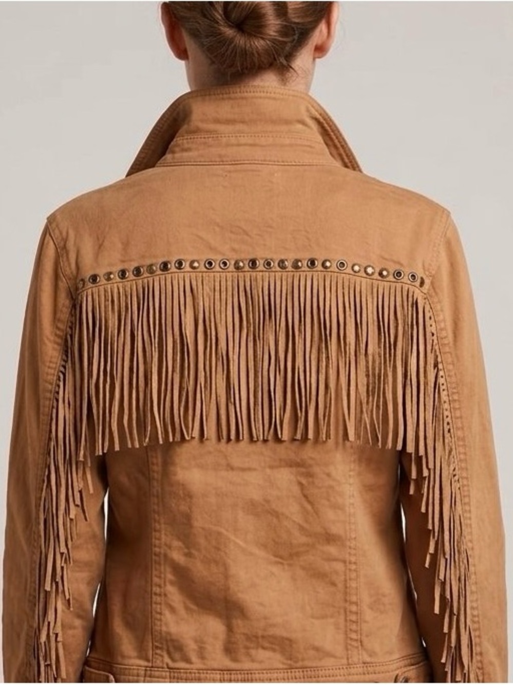 Vintage 90s Moschino Jeans Tan
Quilted Fringe Western Jacket IT 42, fits 6/8